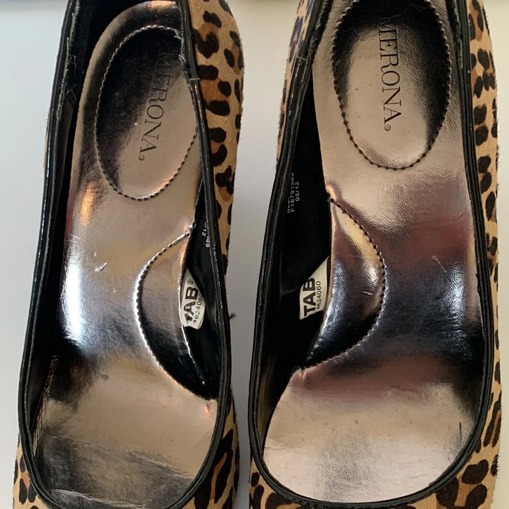 MERONA Leopard Skin Leather Pumps Size 8.